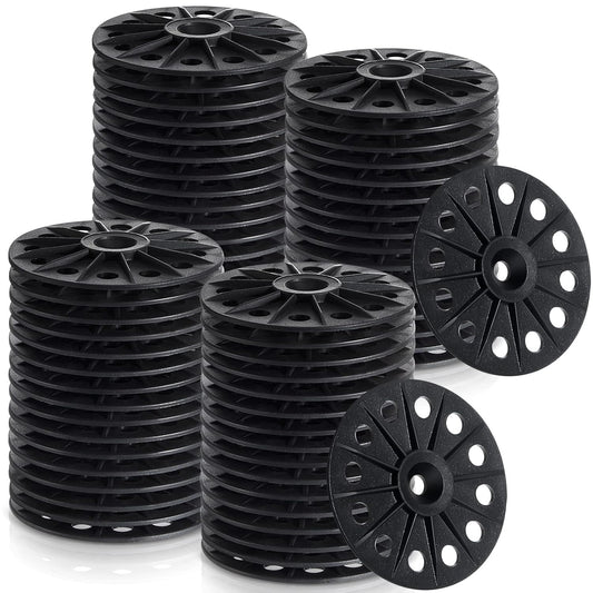 Black Polypropylene Washers 60mm - 200 Pcs, Ideal for Fixing Rigid Foam Insulation Panels, Load Spreading Plastic Washers for Screws and Nails