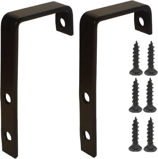 Black Powder Coated Steel Bunk Bed Ladder Hooks - 1-1/4" x 1/2" x 3-5/8" - 11 ga. Steel - Set of 2