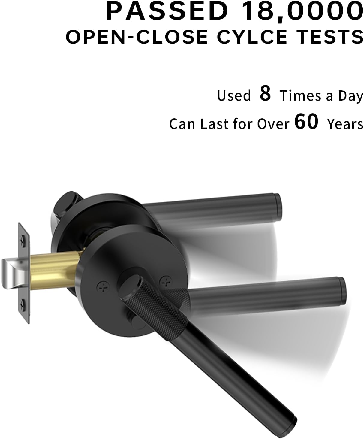 Black Privacy Door Handles 1 Pack - Heavy Duty Interior Door Lever with Lock for Bedroom or Bathroom - Reversible Handle for Left/Right Sided Doors