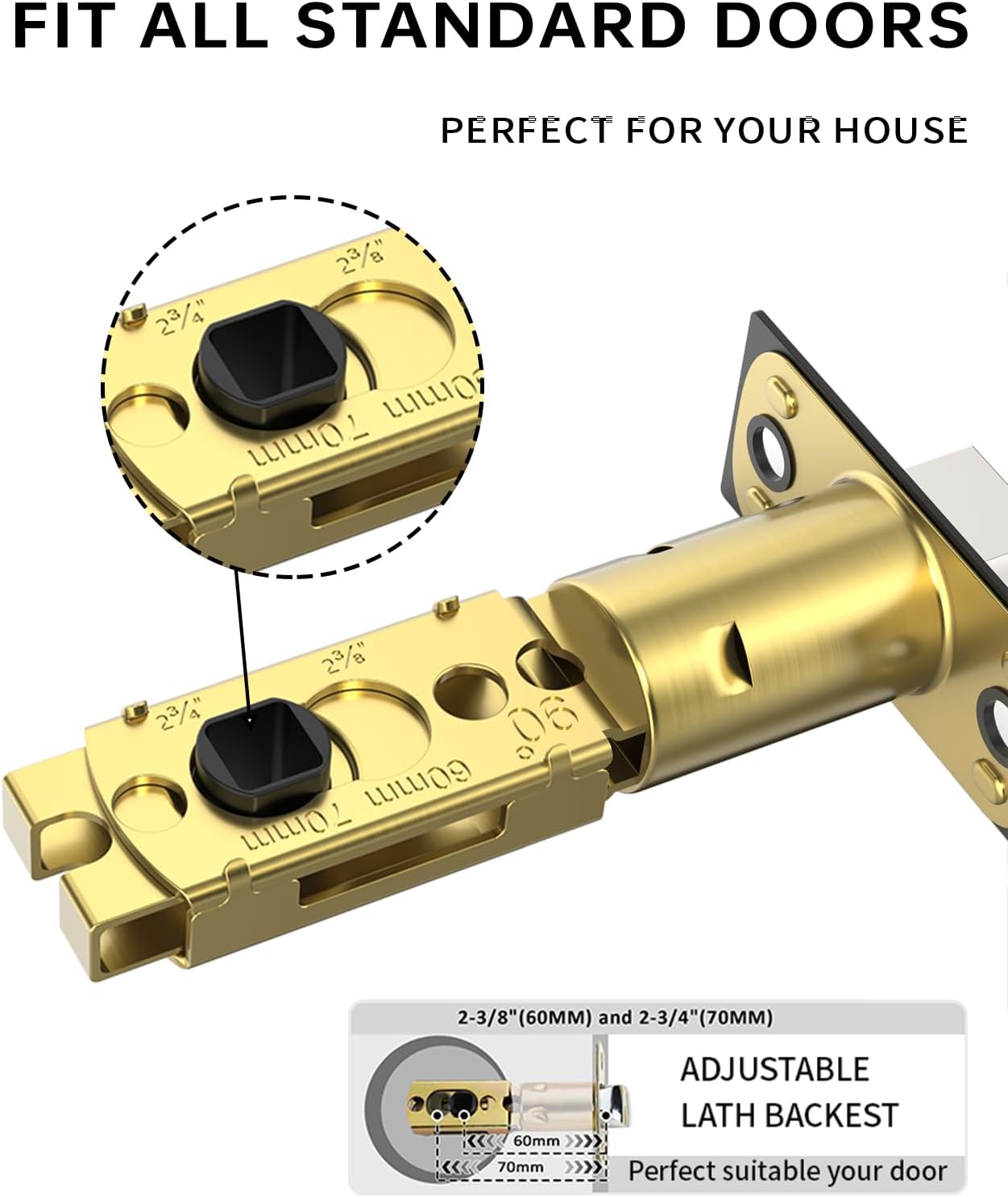 Black Privacy Door Handles 1 Pack - Heavy Duty Interior Door Lever with Lock for Bedroom or Bathroom - Reversible Handle for Left/Right Sided Doors