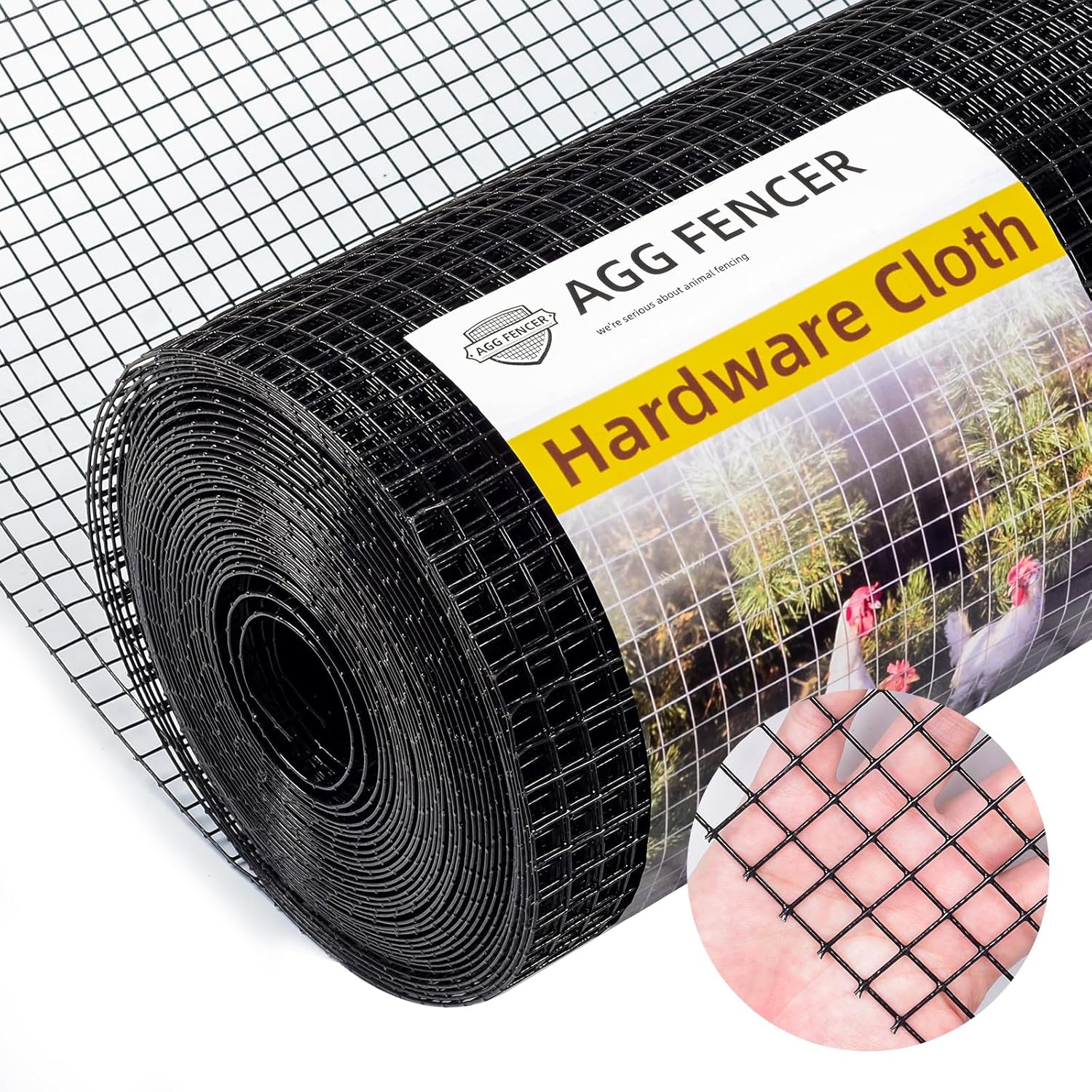 Black PVC Coated Hardware Cloth 1/2 inch Wire Mesh Fence Roll - 16in x 10ft - 19Ga Vinyl Coated Chicken Wire Fencing for Garden and Home Improvement - WildKart