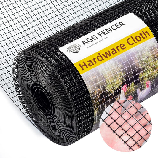 Black PVC Coated Hardware Cloth 1/2 inch Wire Mesh Fence Roll - 16in x 10ft - 19Ga Vinyl Coated Chicken Wire Fencing for Garden and Home Improvement - WildKart