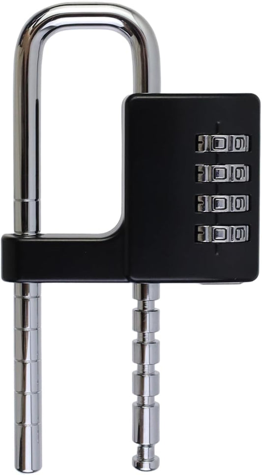 Black Risbay 4-Digit Combination Lock with Adjustable Shackle - Ideal for Cabinets, Lockers, Gates, and More