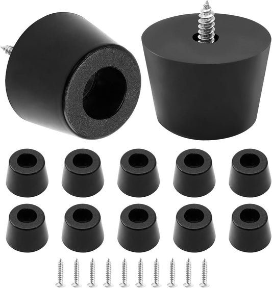 Black Rubber Feet with Stainless Screws - 12 Pack, Chair Bumpers Pads for Furniture - 35x28x25mm
