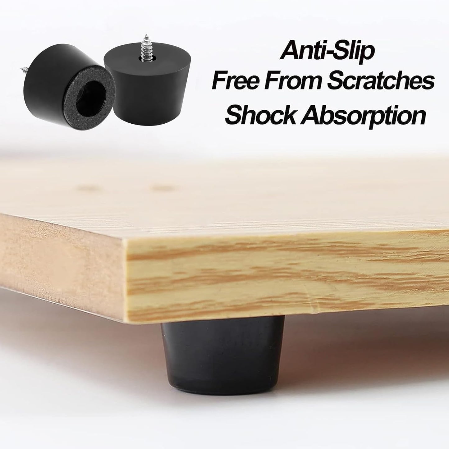 Black Rubber Feet with Stainless Screws - 12 Pack, Chair Bumpers Pads for Furniture - 35x28x25mm