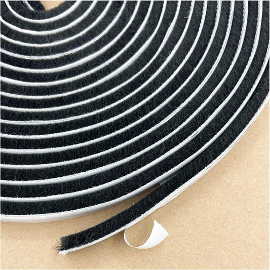 Black Self Adhesive Door Seal Brush Weather Stripping for Sliding Windows - 16.5ft x 11/32 x 3/16 Inch, Pile Weatherstrip Draft Stopper