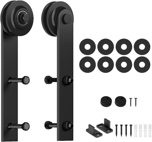 Black Sliding Barn Door Hardware Roller Set with LK-I Shape Hanger by skysen