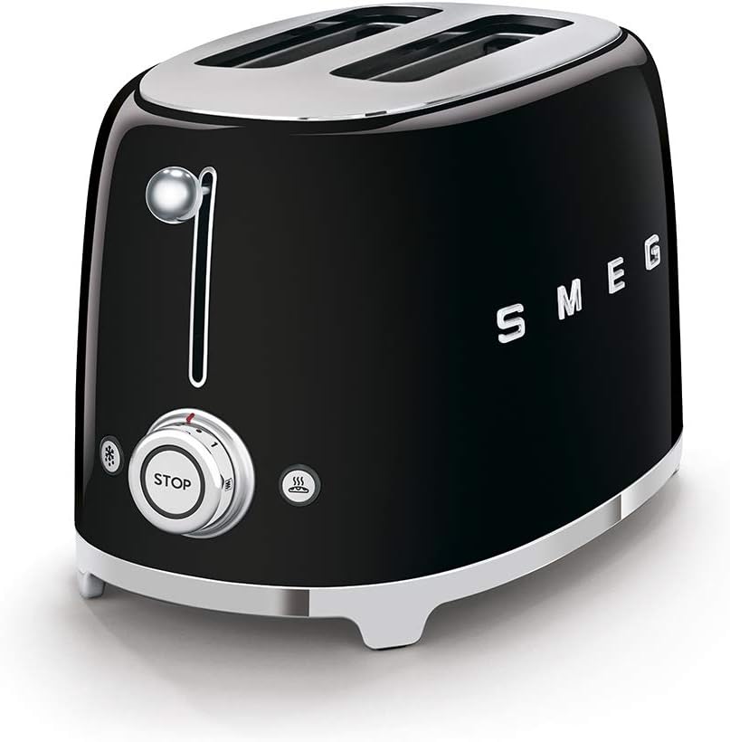 Black Smeg 2-Slice Toaster - Stylish and Efficient Kitchen Appliance