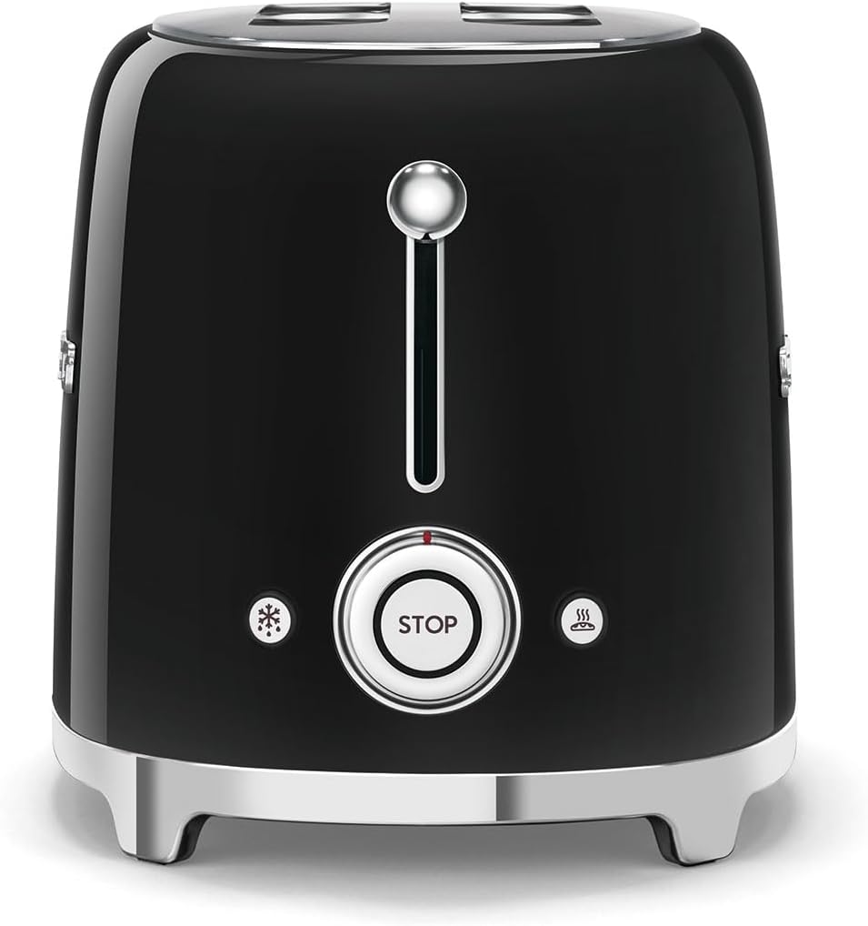 Black Smeg 2-Slice Toaster - Stylish and Efficient Kitchen Appliance