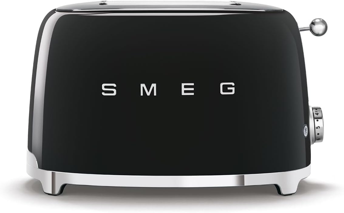 Black Smeg 2-Slice Toaster - Stylish and Efficient Kitchen Appliance