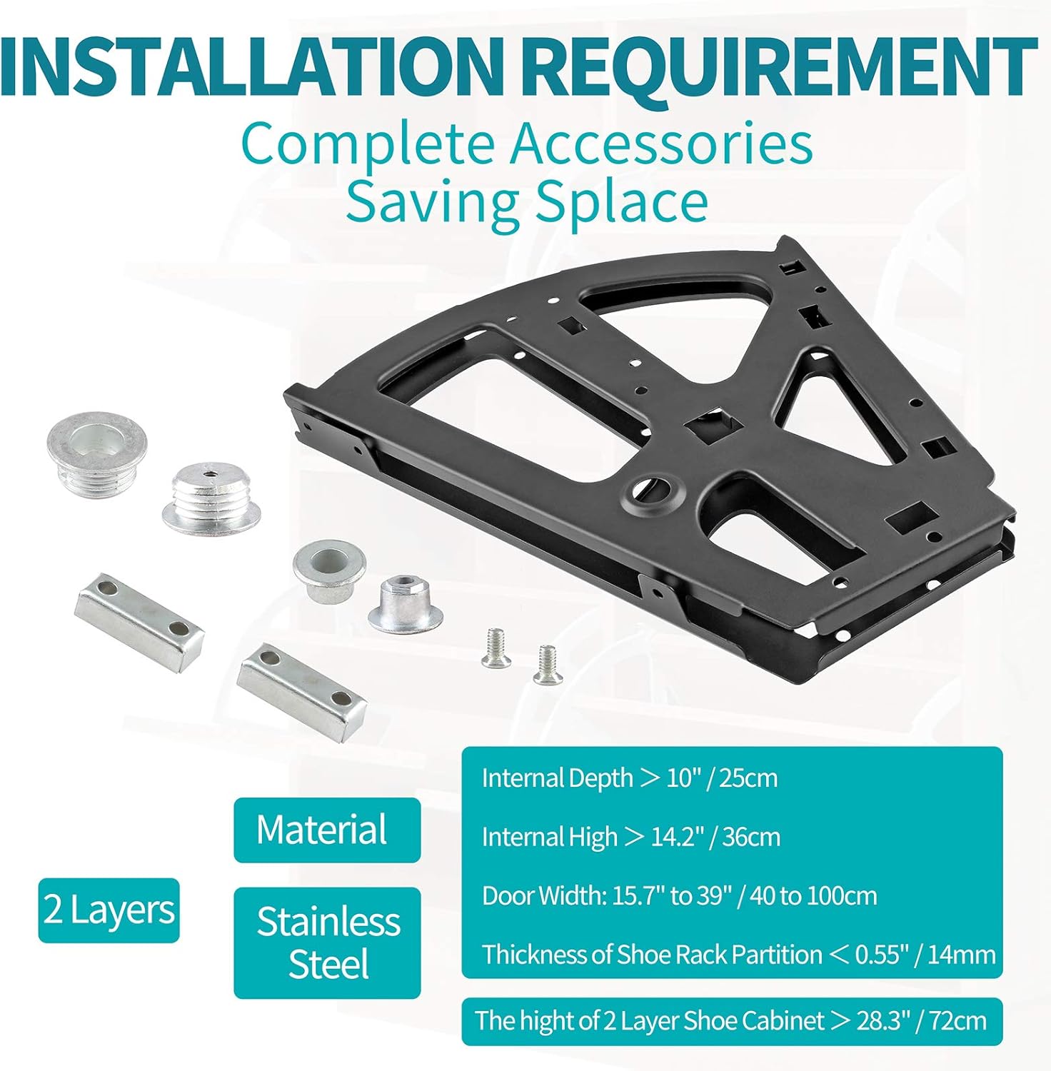 Black Stainless Steel Shoe Cabinet Hinges Flip Frames for Kitchen Living Room - 2 Layers Shoe Drawer Cabinet Replacement Fittings (1 Pair) - WildKart