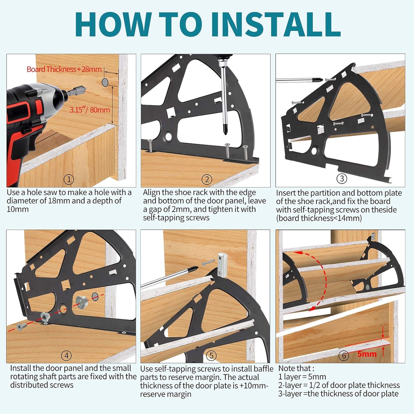 Black Stainless Steel Shoe Cabinet Hinges Flip Frames for Kitchen Living Room - 2 Layers Shoe Drawer Cabinet Replacement Fittings (1 Pair) - WildKart