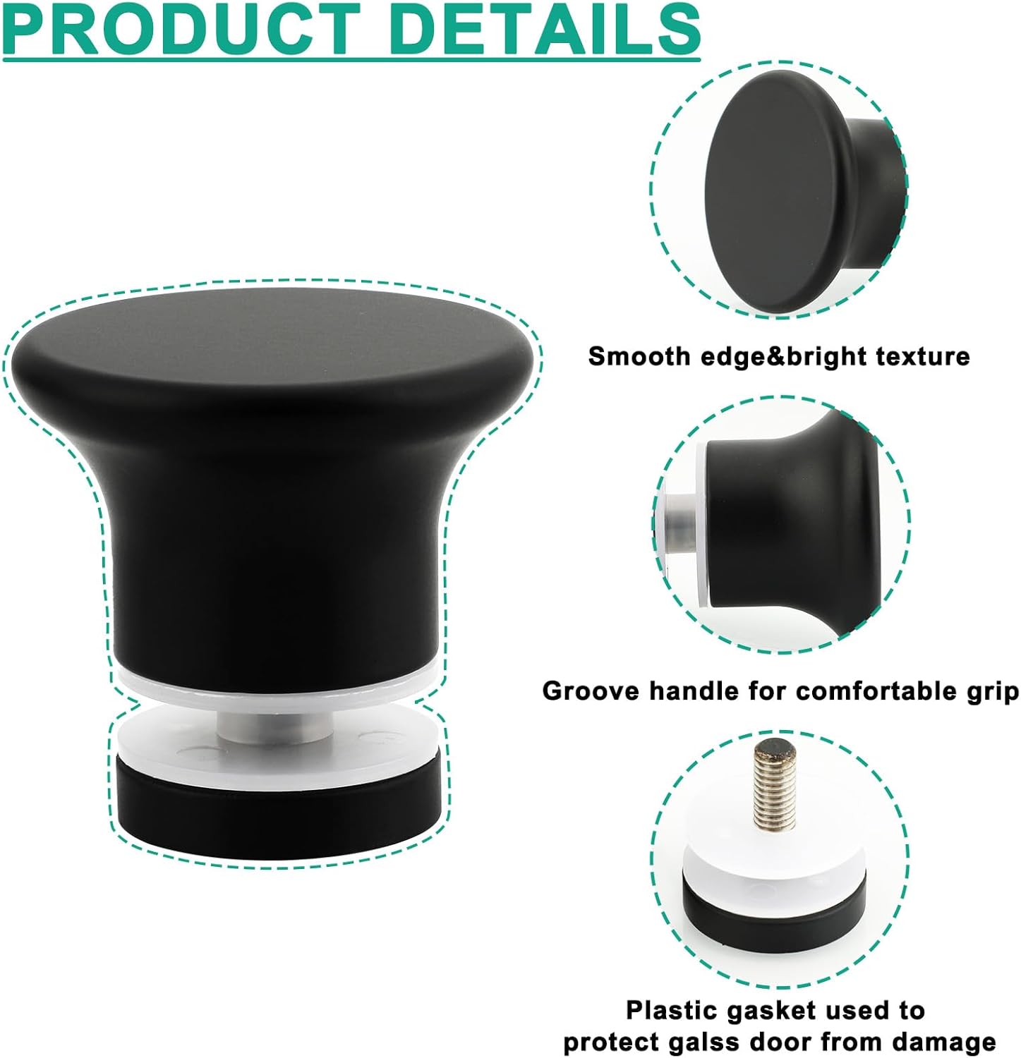 Black Stainless Steel Shower Glass Door Handle - Sliding Bathroom Knob Replacement - Solid SUS304 Hardware - Alise XLS400DB-B