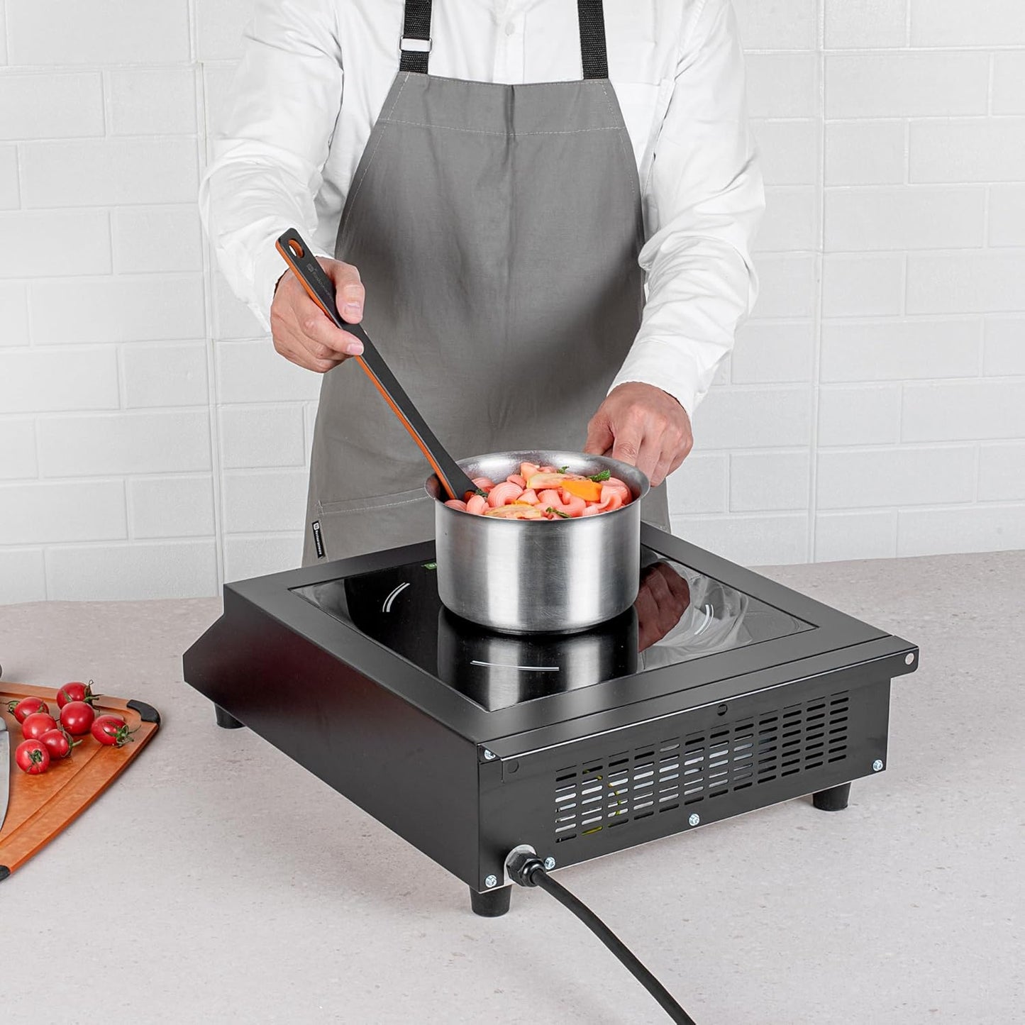 Black Steel Countertop Induction Stove - Restaurantware Kitchen Tek 1800W Cooktop with Sensor Touch, 10 Power Levels, 120V