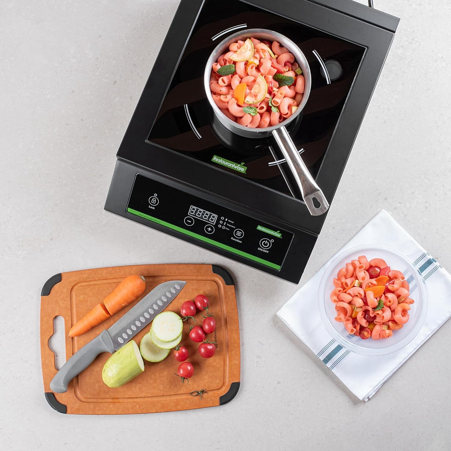 Black Steel Countertop Induction Stove - Restaurantware Kitchen Tek 1800W Cooktop with Sensor Touch, 10 Power Levels, 120V