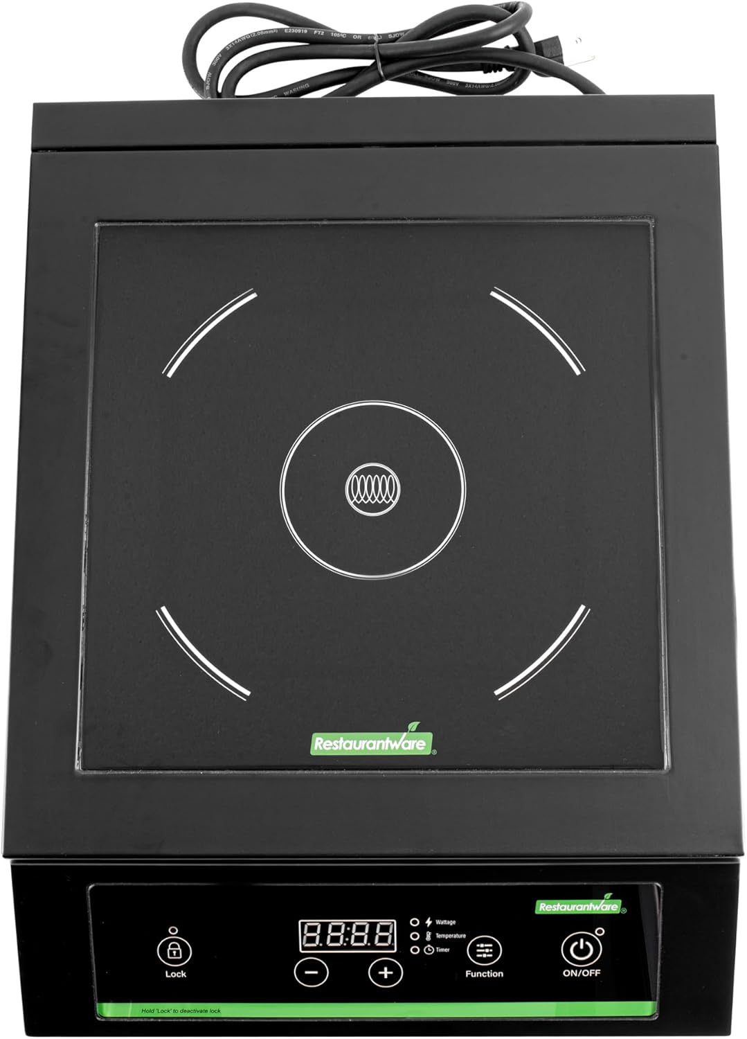 Black Steel Countertop Induction Stove - Restaurantware Kitchen Tek 1800W Cooktop with Sensor Touch, 10 Power Levels, 120V