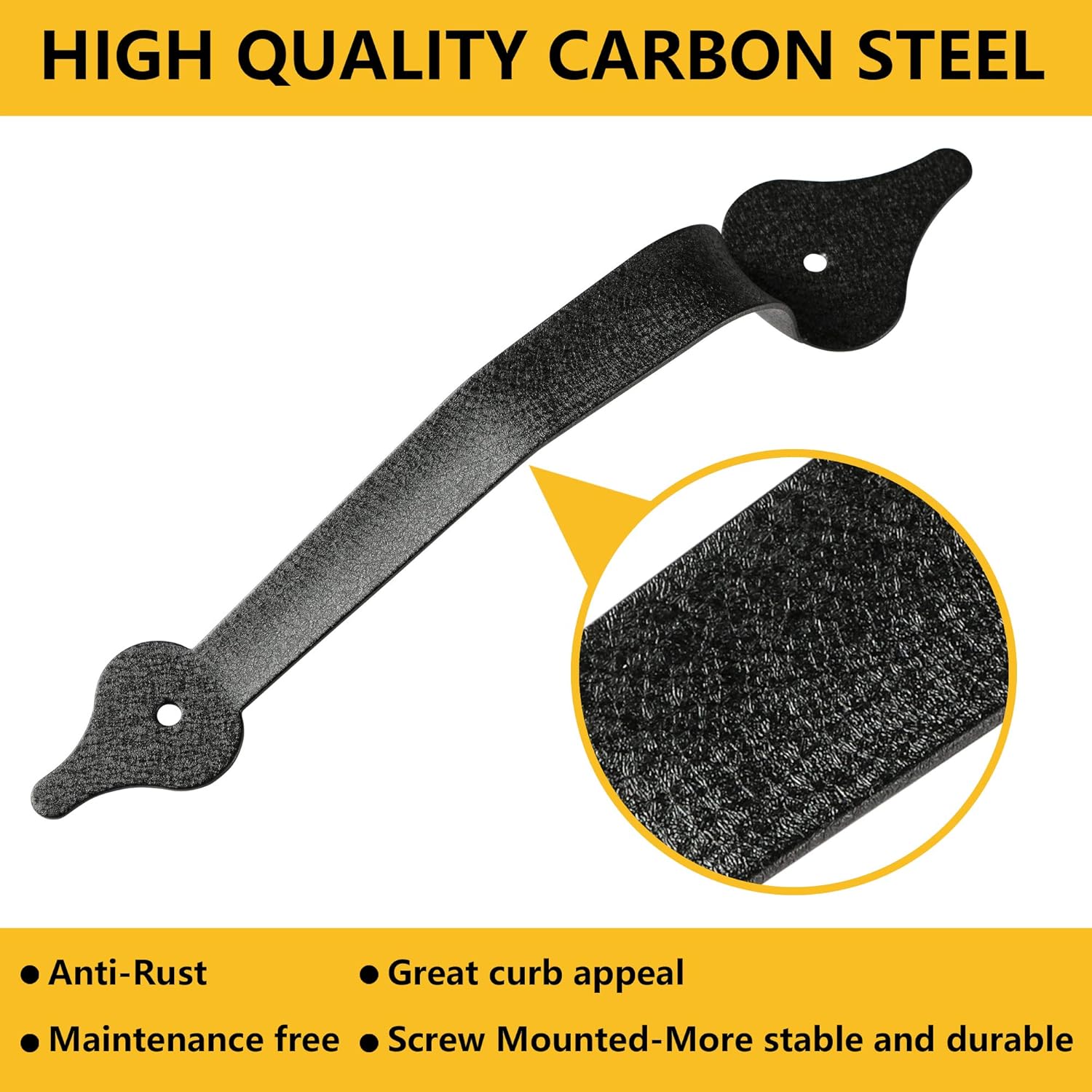 Black Steel Garage Door Decorative Hinges Handles Hardware Kit - Screw Mount, Skysen Accents (2 Pack) - WildKart