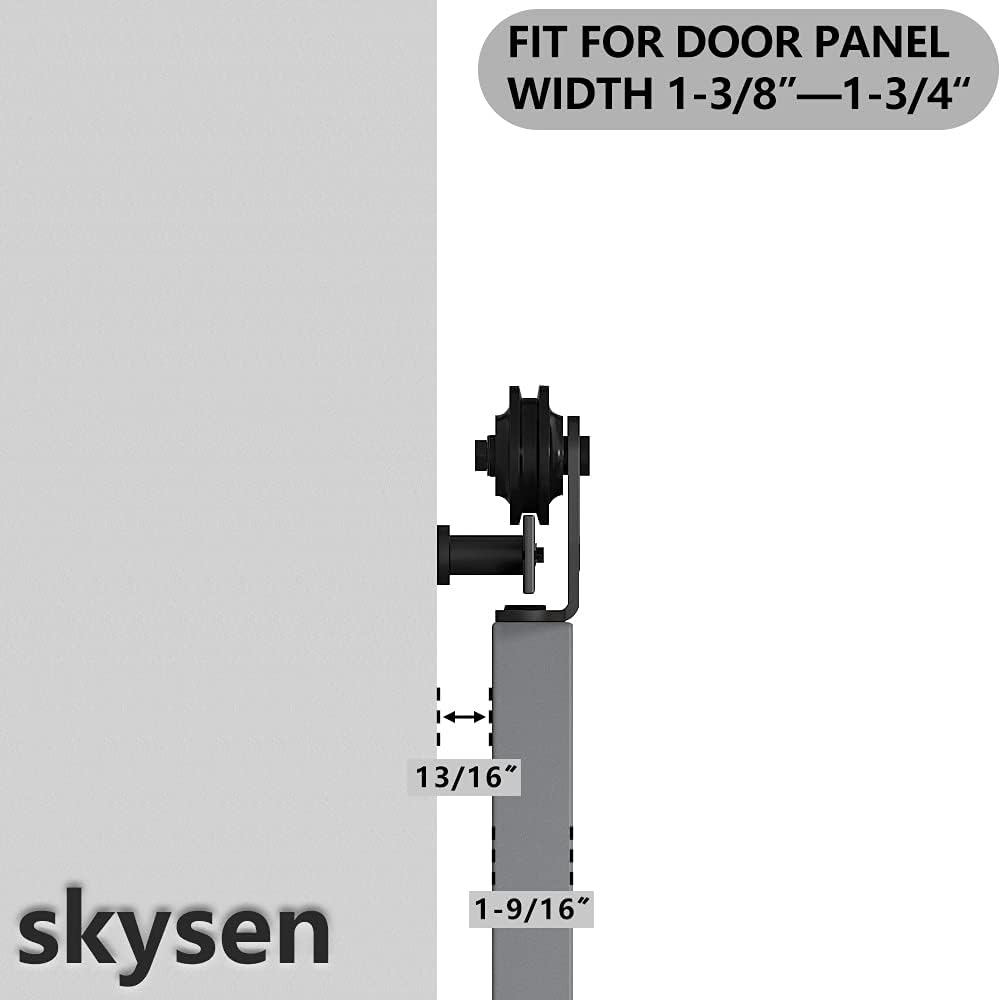 Black T Shape Roller Set for Sliding Barn Door Hardware by skysen - WildKart