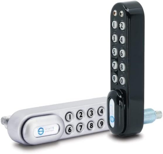 Black Vertical Sargent & Greenleaf 1300V Electronic Digital Keypad Mechanical Code Lock for Medical Carts, Cabinets, Drawers, and Lockers - Battery Included