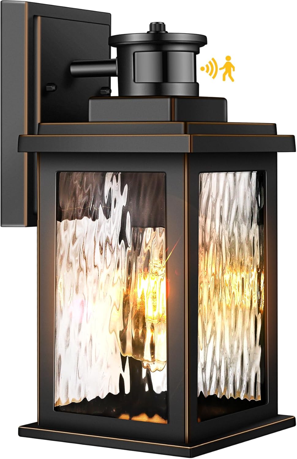 Black Wall Sconce Lanterns with Motion Sensor, Dusk to Dawn Exterior Light Fixture for House - Waterproof Outdoor Lights for Porch - Anti-Rust Aluminum Wall Mount