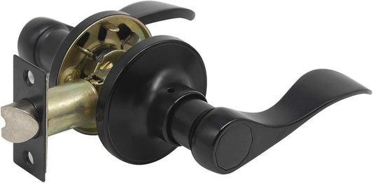 Black Wave Shape Passage Door Lever Handle for Hall and Closet - Interior Non-Locking Reversible Hardware - 1 Pack