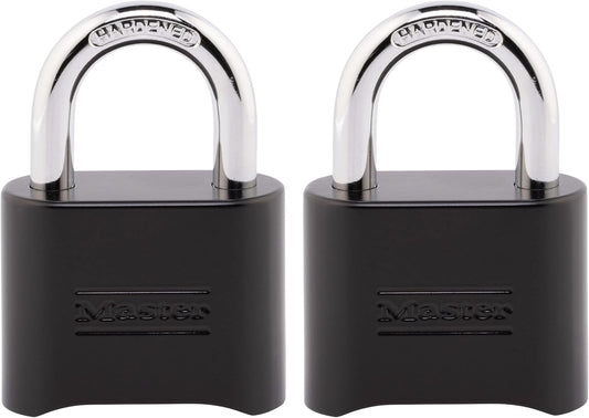 Black Weather-Resistant Combination Padlock Set for Gym Locker, Gate, Shed - 2 Pack, Indoor/Outdoor, Master Lock 178EC2 - WildKart