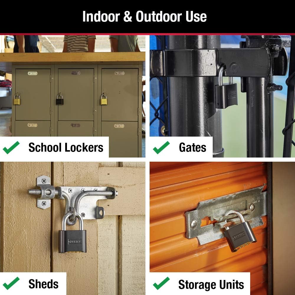 Black Weather-Resistant Combination Padlock Set for Gym Locker, Gate, Shed - 2 Pack, Indoor/Outdoor, Master Lock 178EC2 - WildKart