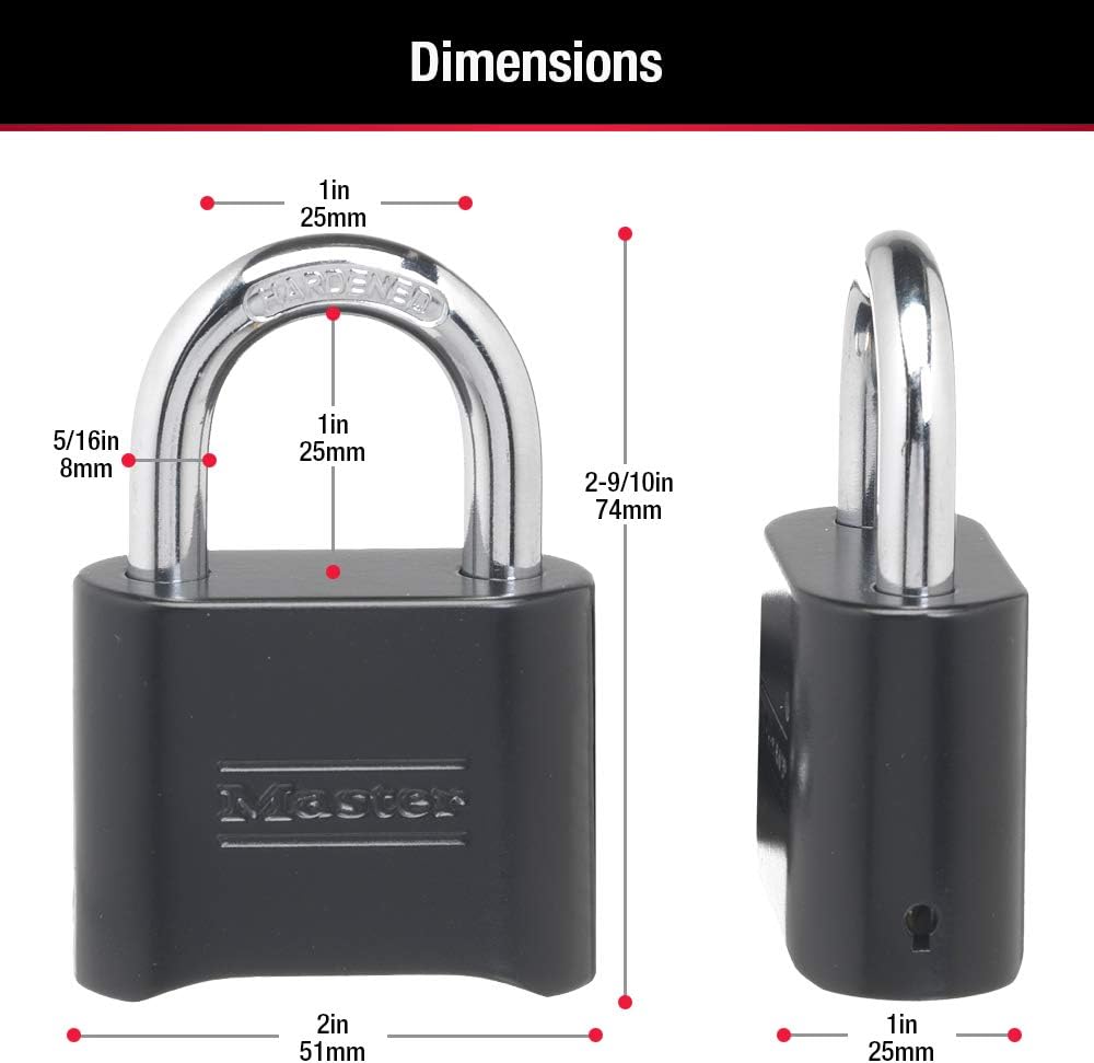 Black Weather-Resistant Combination Padlock Set for Gym Locker, Gate, Shed - 2 Pack, Indoor/Outdoor, Master Lock 178EC2 - WildKart