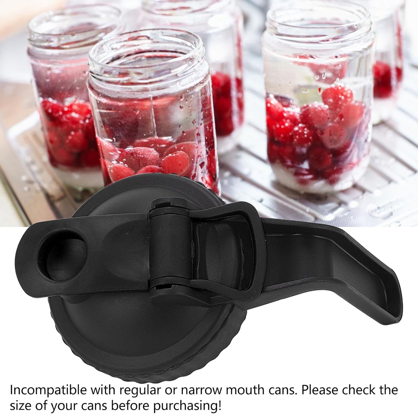 Black Wide Mouth Mason Jar Pour Spout Lid - Leak Proof Flip Cap with Handle for Easy Mess-Free Pouring