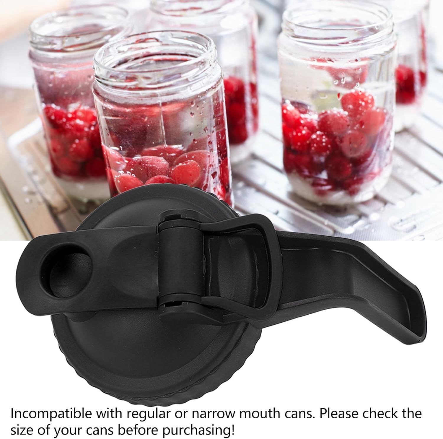 Black Wide Mouth Mason Jar Pour Spout Lid - Leak Proof Flip Cap with Handle for Easy Mess-Free Pouring
