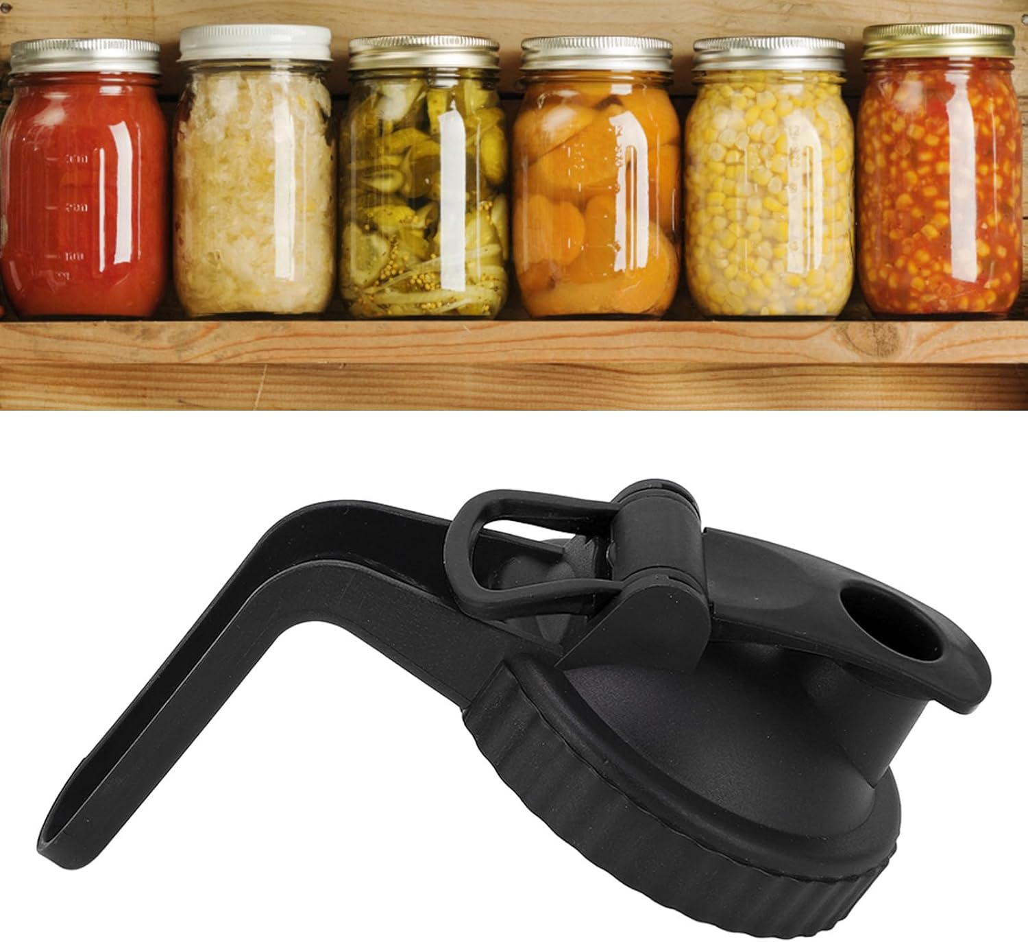 Black Wide Mouth Mason Jar Pour Spout Lid - Leak Proof Flip Cap with Handle for Easy Mess-Free Pouring