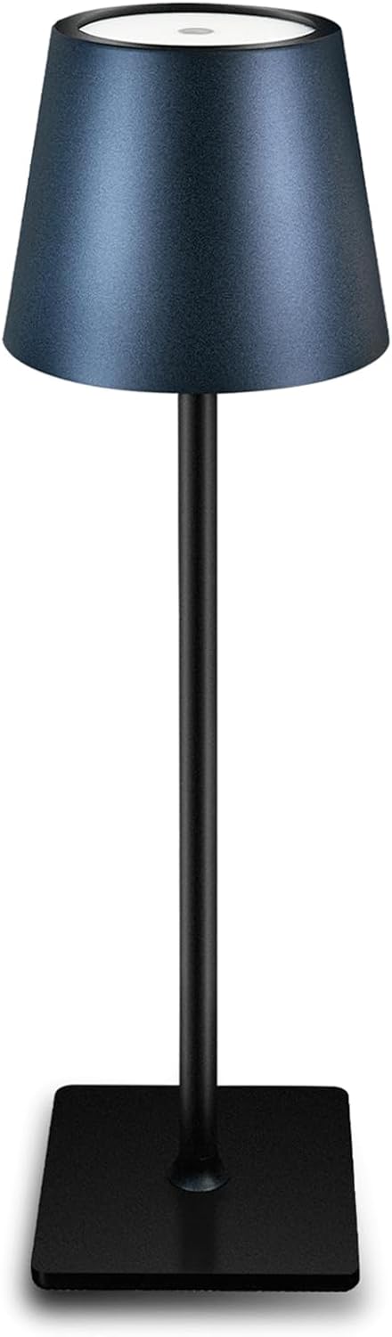 Black Wireless Rechargeable Table Lamp - Portable, Touch Control, 5000mAh Battery, 3 Color Dimming - Cordless LED Lamp for Home, Study, Outdoor