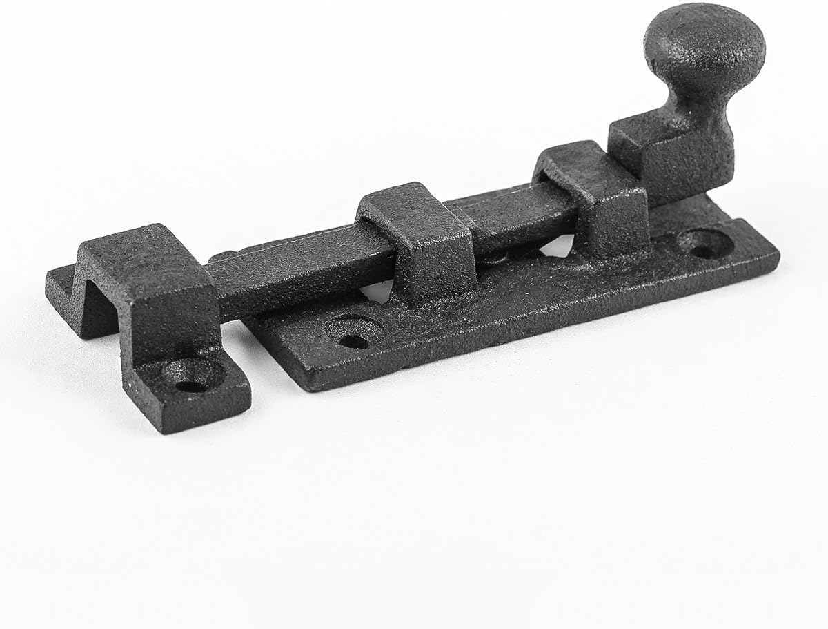 Black Wrought Iron Ball Tip Style Slide Bolt Latch 3.5" with Mounting Hardware by Renovators Supply Manufacturing
