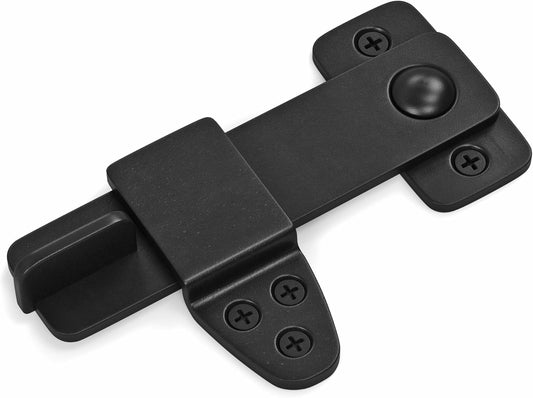 Black Wrought Iron Barn Door Latch Kit for Double Doors, Garden Gate, Cabinet - Rustic Sliding Barn Door Lock and Catch with Flip Latch - Nordstrand Shed Door Hardware
