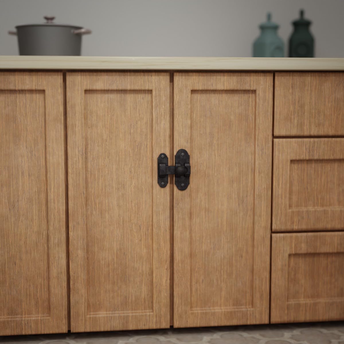 Black Wrought Iron Slide Bolt Door Latch 3.25" X 1.25" - Small Metal Sliding Latch for Windows & Cabinet Doors - Rust Resistant Lock with Hardware - By Renovators Supply Manufacturing