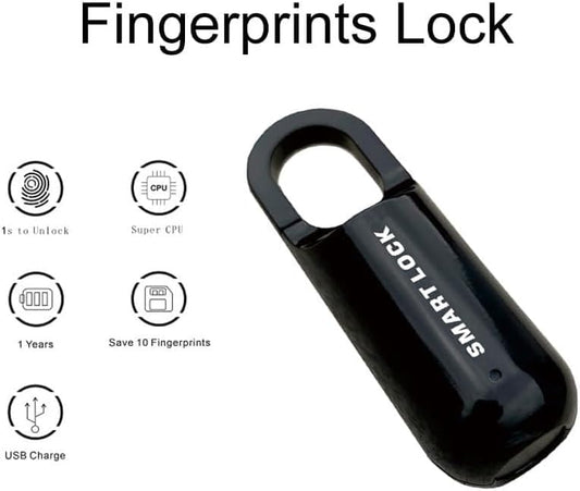 Black YOKEYS Smart Fingerprint Padlock - Keyless Biometric Thumbprint Lock for Gym, Locker, Gates, Fence, & Storage - Waterproof Security Solution - WildKart