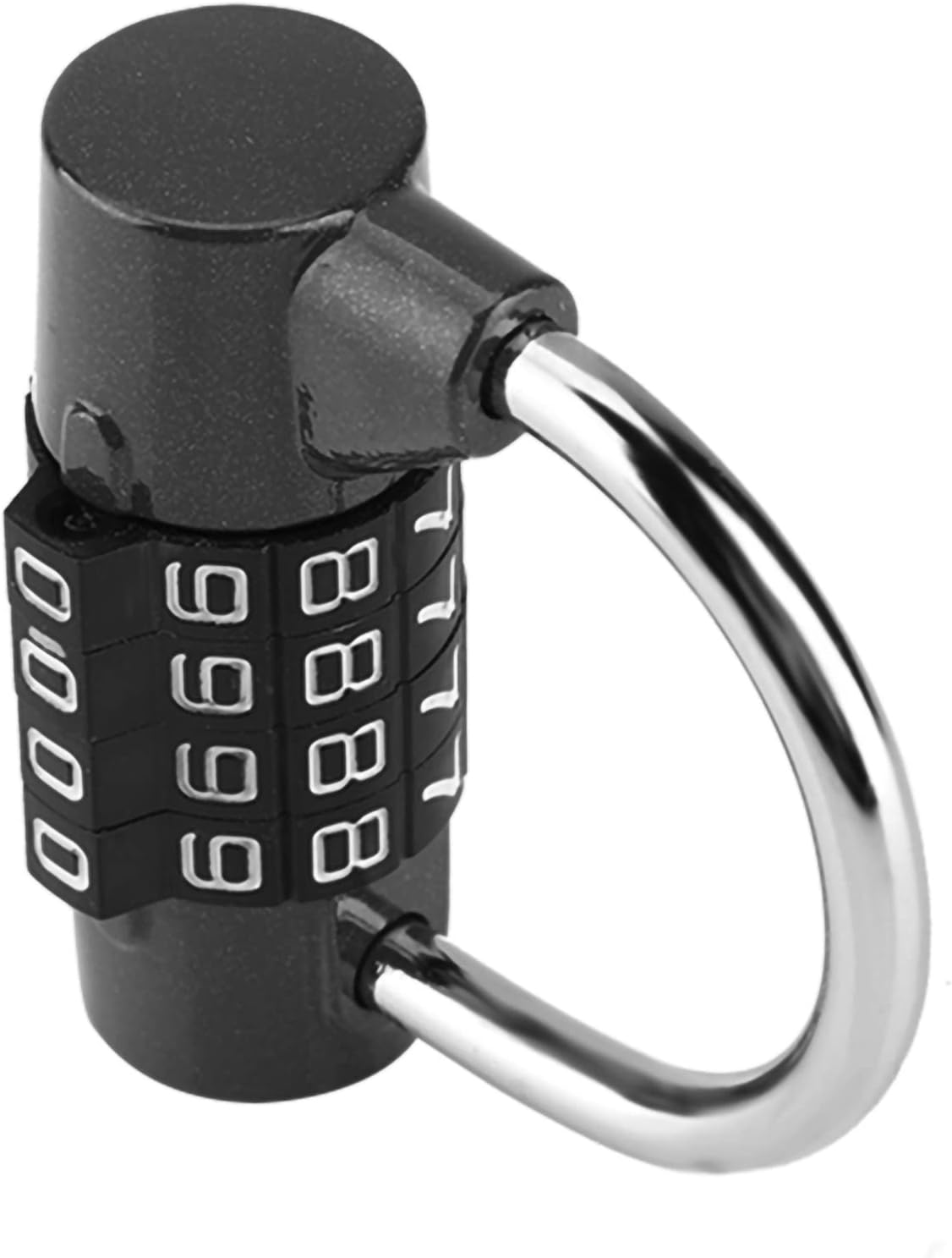 Black Zinc Alloy 4-Dial Combination Padlock for Travel Suitcase Gym Locker Security