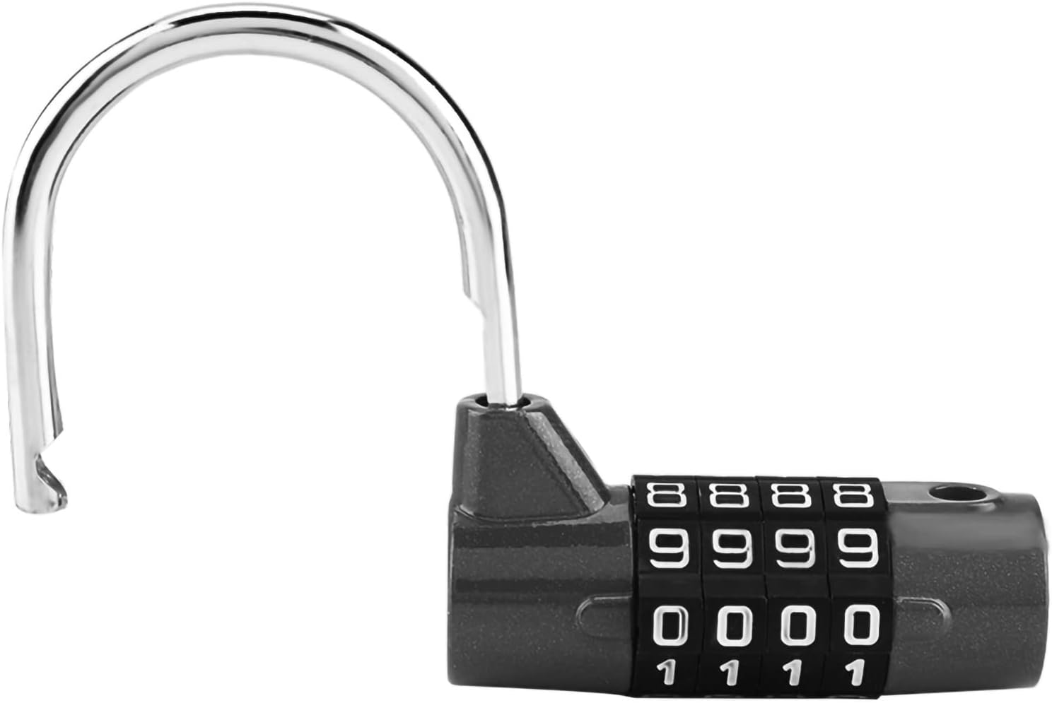 Black Zinc Alloy 4-Dial Combination Padlock for Travel Suitcase Gym Locker Security