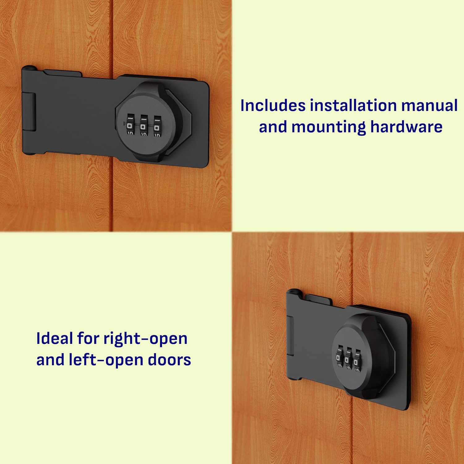 Black Zinc Alloy Keyless 3-Digit Combination Lock for Cabinet Door, Easy DIY Installation, Versatile Applications