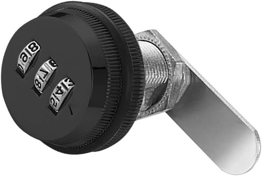 Black Zinc Alloy Round Cam Lock for Drawers, Cabinets, Mailboxes - 25mm Combination Padlock for Office, Electric Boxes - Metal File Cabinet Lock