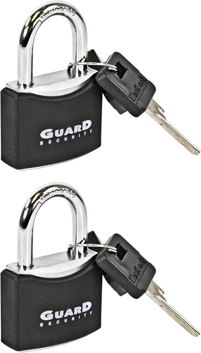 BLACK+DECKER Vinyl Cover Steel Guard Padlock 1-9/16 Inch - Pack of 2