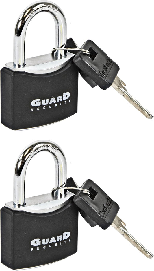 BLACK+DECKER Vinyl Cover Steel Guard Padlock 1-9/16 Inch - Pack of 2