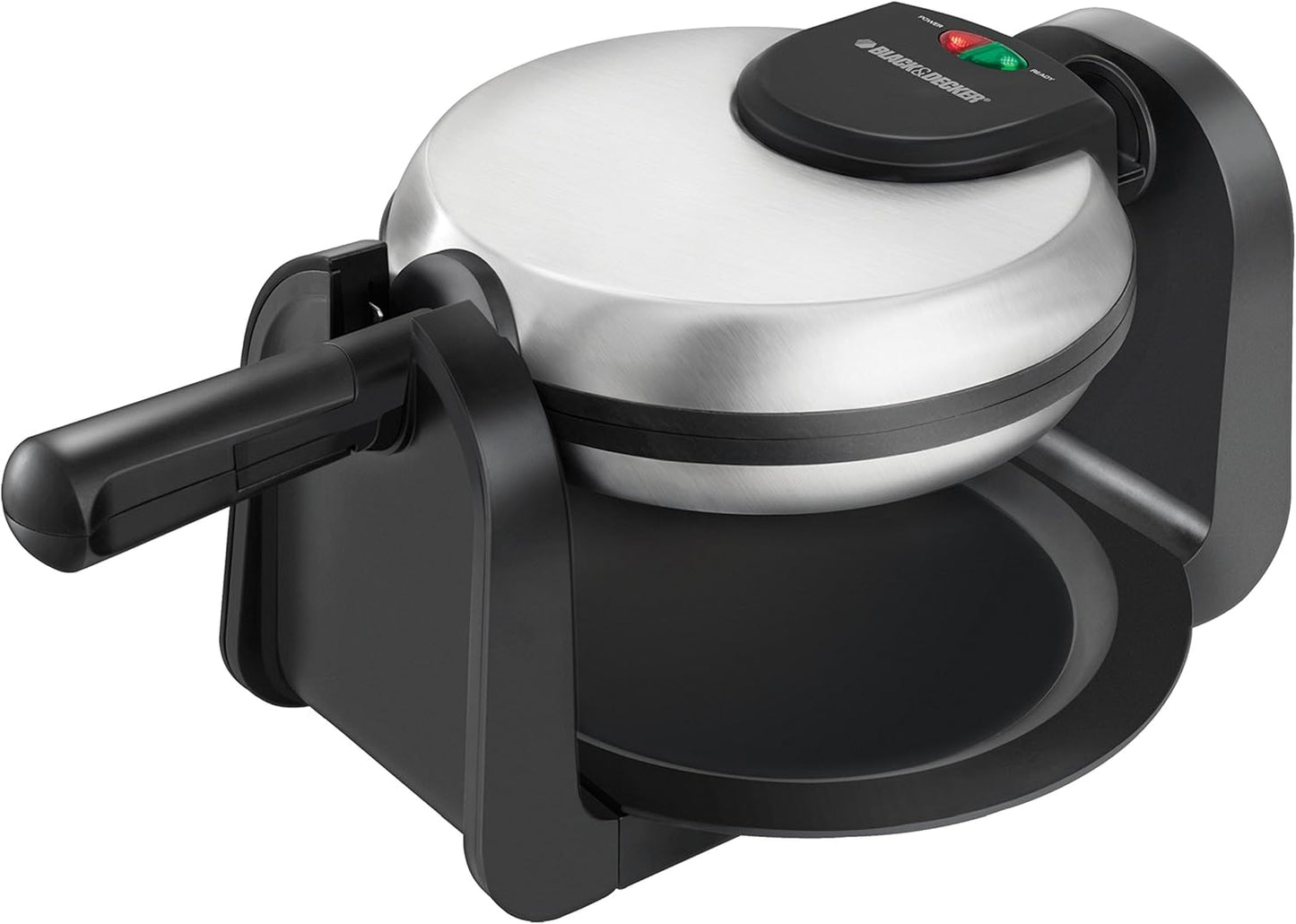 BLACK+DECKER WM1404S Flip Waffle Maker with 7" Round Belgian Waffles and Ready Light Indicator