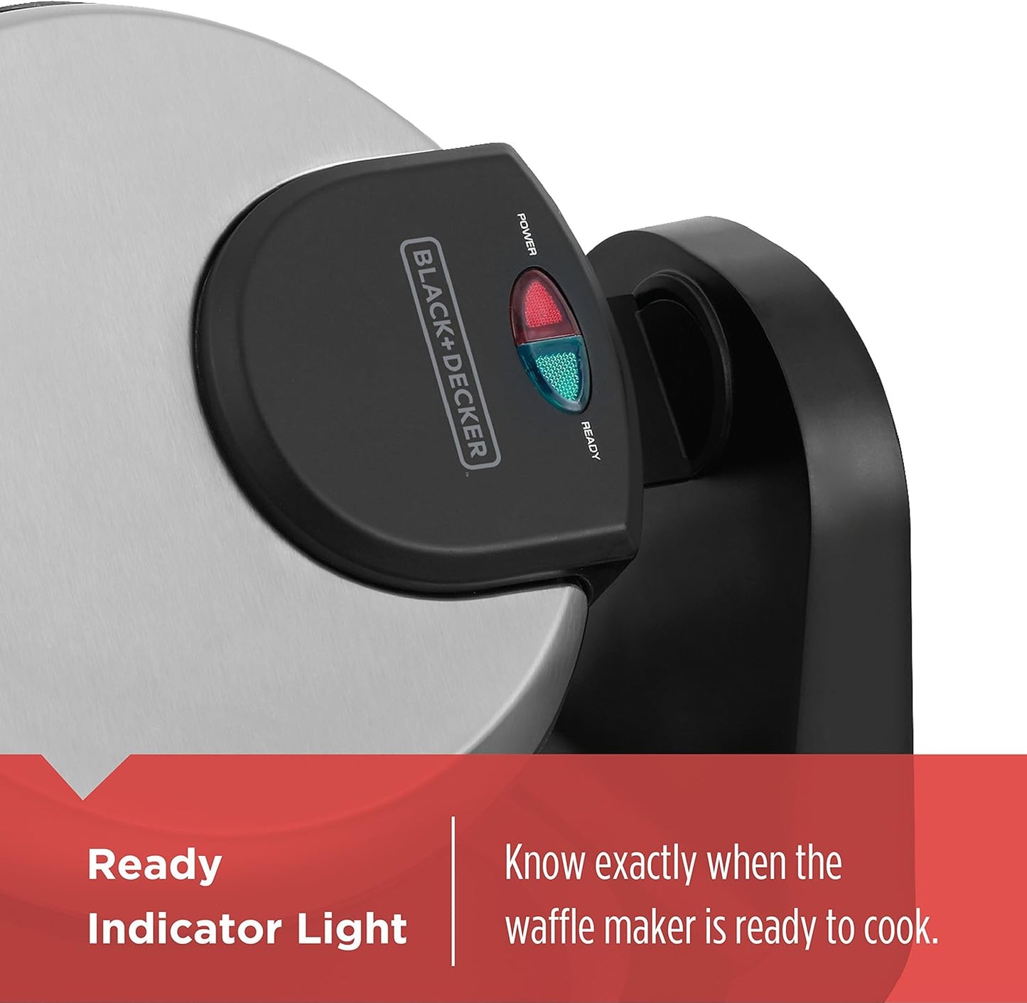 BLACK+DECKER WM1404S Flip Waffle Maker with 7" Round Belgian Waffles and Ready Light Indicator