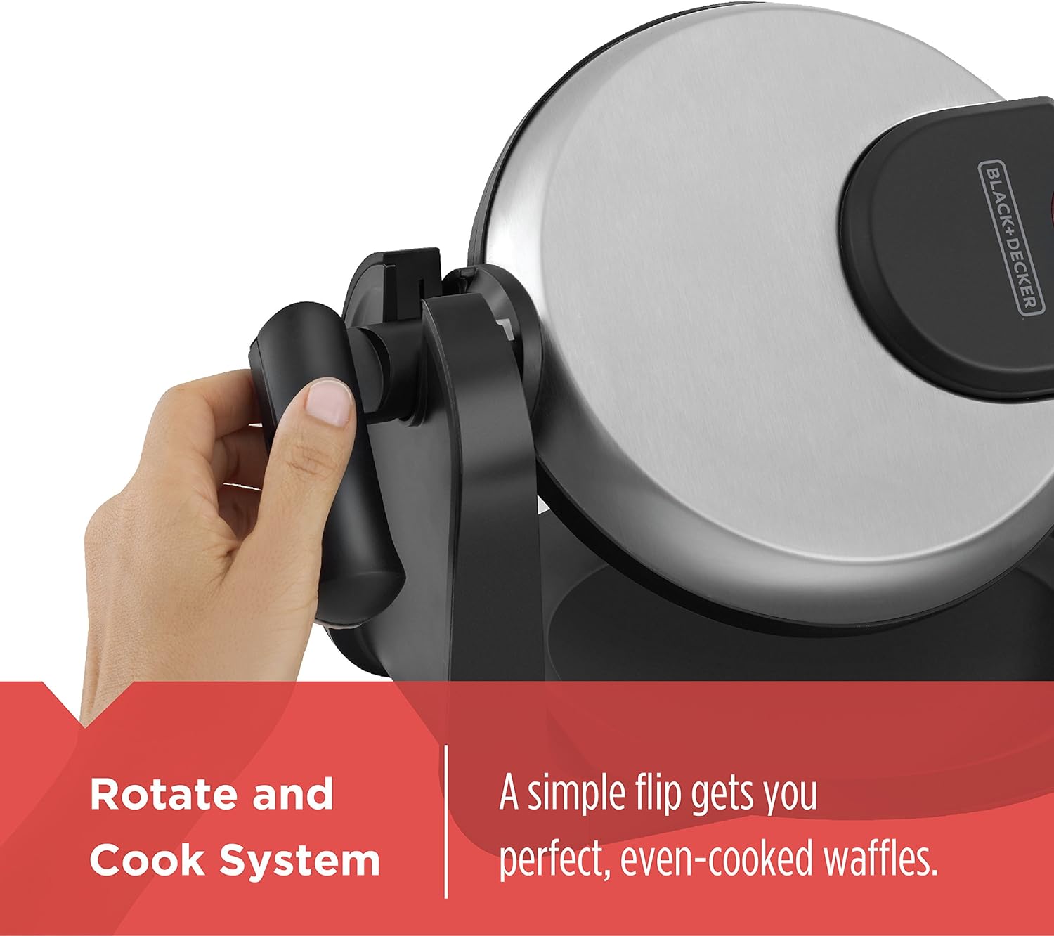 BLACK+DECKER WM1404S Flip Waffle Maker with 7" Round Belgian Waffles and Ready Light Indicator