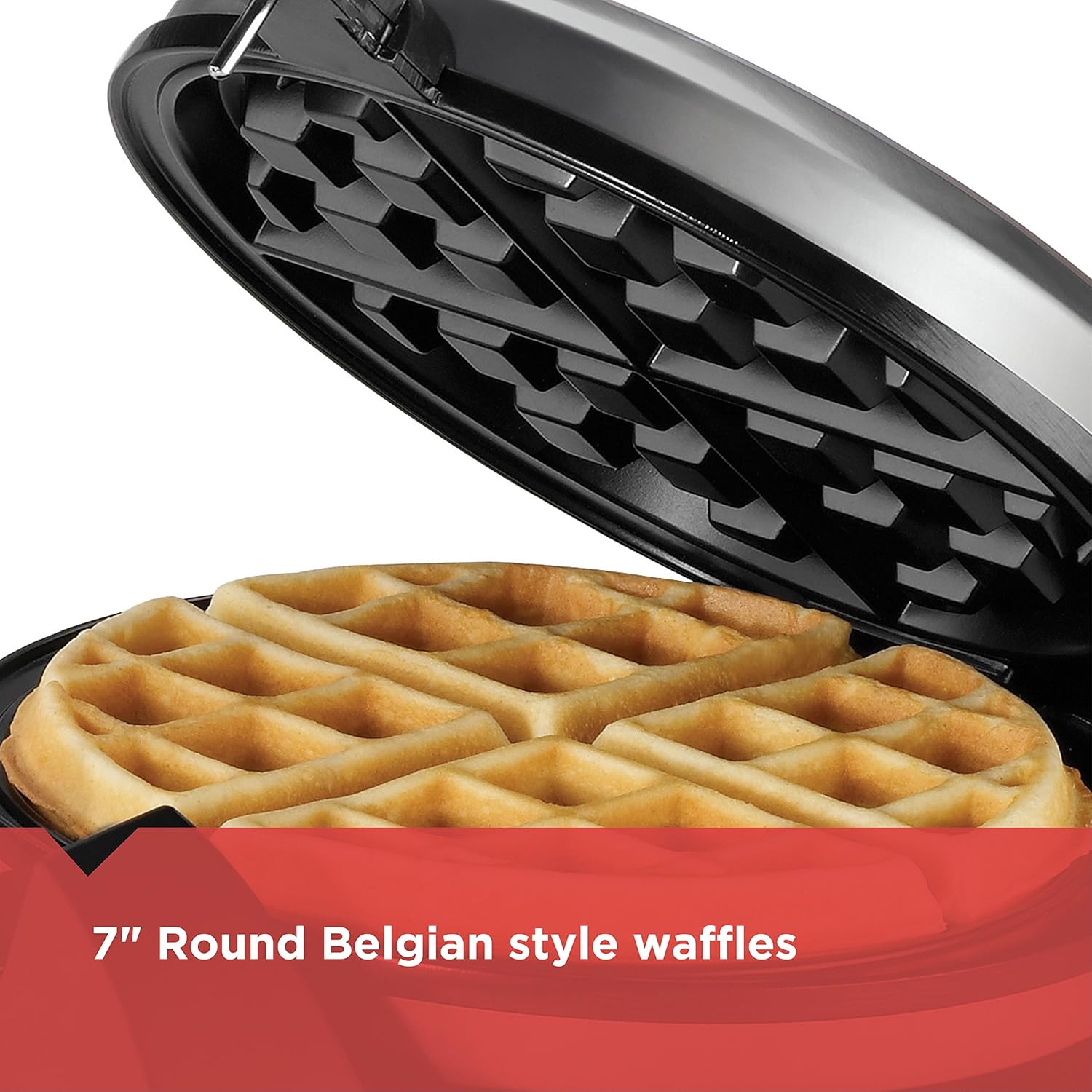 BLACK+DECKER WM1404S Flip Waffle Maker with 7" Round Belgian Waffles and Ready Light Indicator