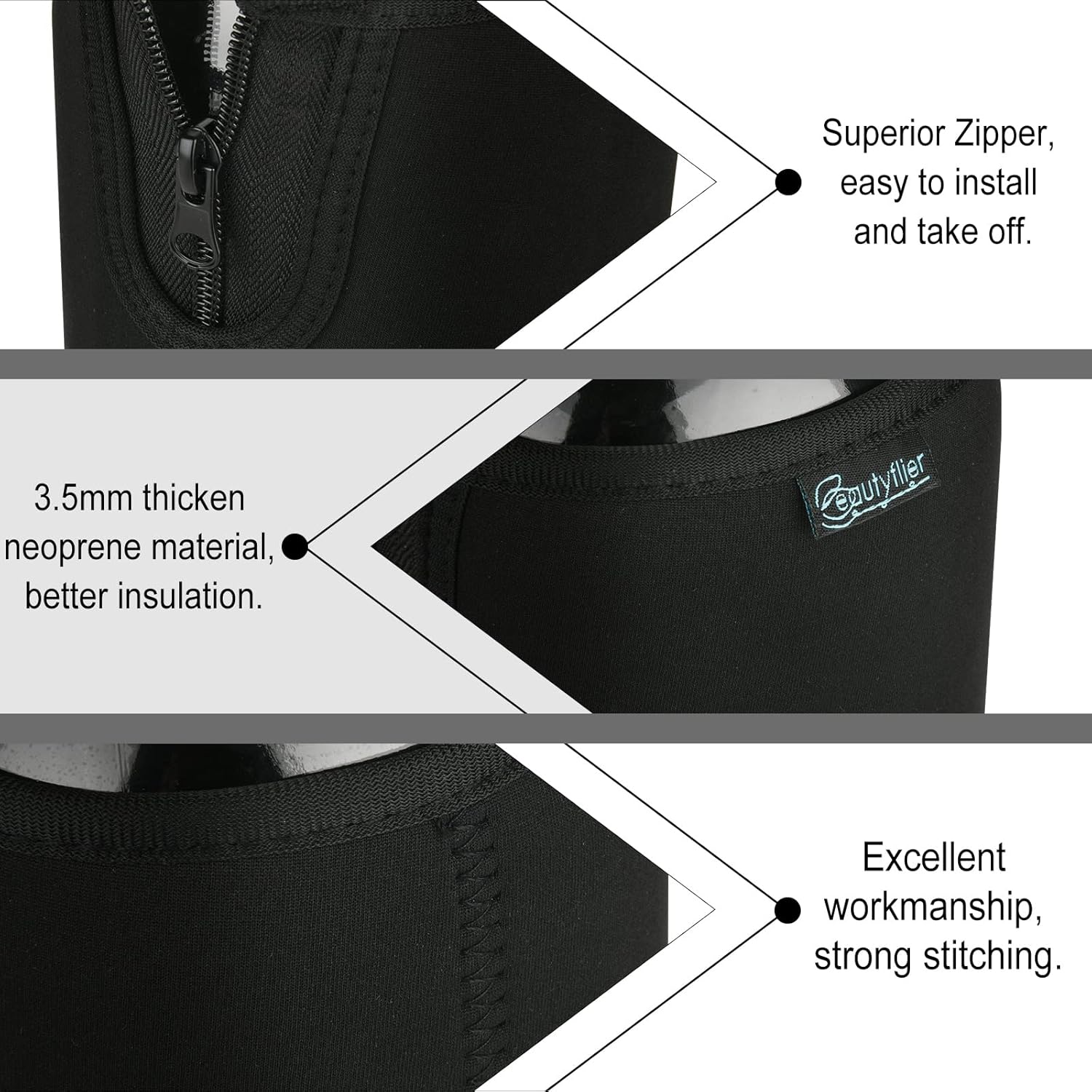 Blackout Sleeve for Beautyflier Wide Mouth Mason Jars 64oz - 4 Pack