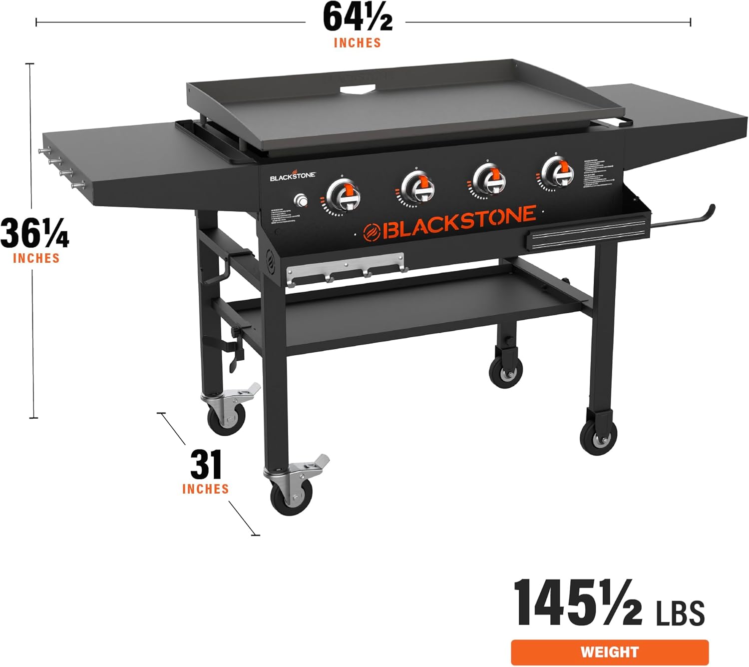 Blackstone 1984 Original 36" Flat Top Griddle Grill with Front Shelf, Side Shelf, and Magnetic Strip - Heavy Duty Outdoor Cooking Station