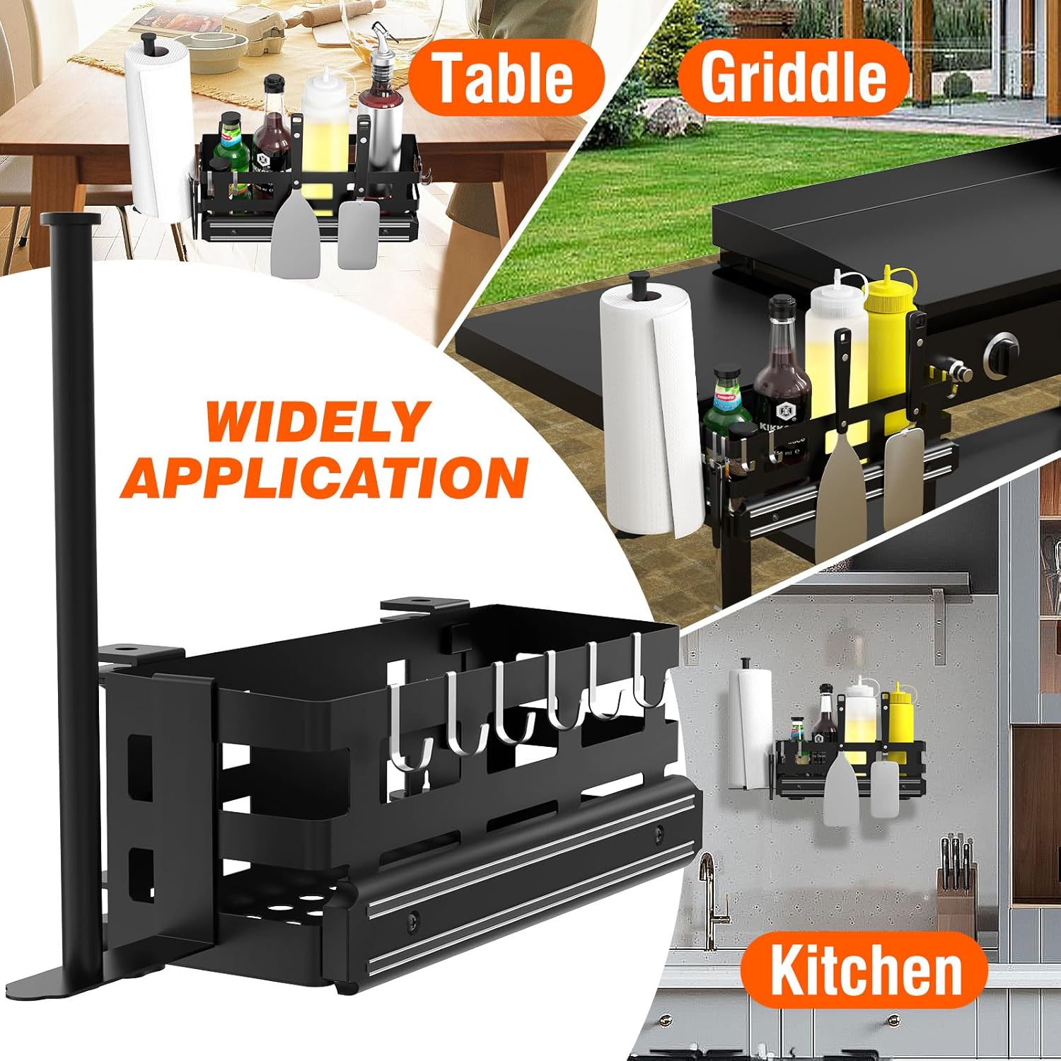 Blackstone Griddle Caddy with Magnetic Tool Holder & Paper Towel Holder - Space Saving Accessories for Blackstone Griddles - No Drilling Needed