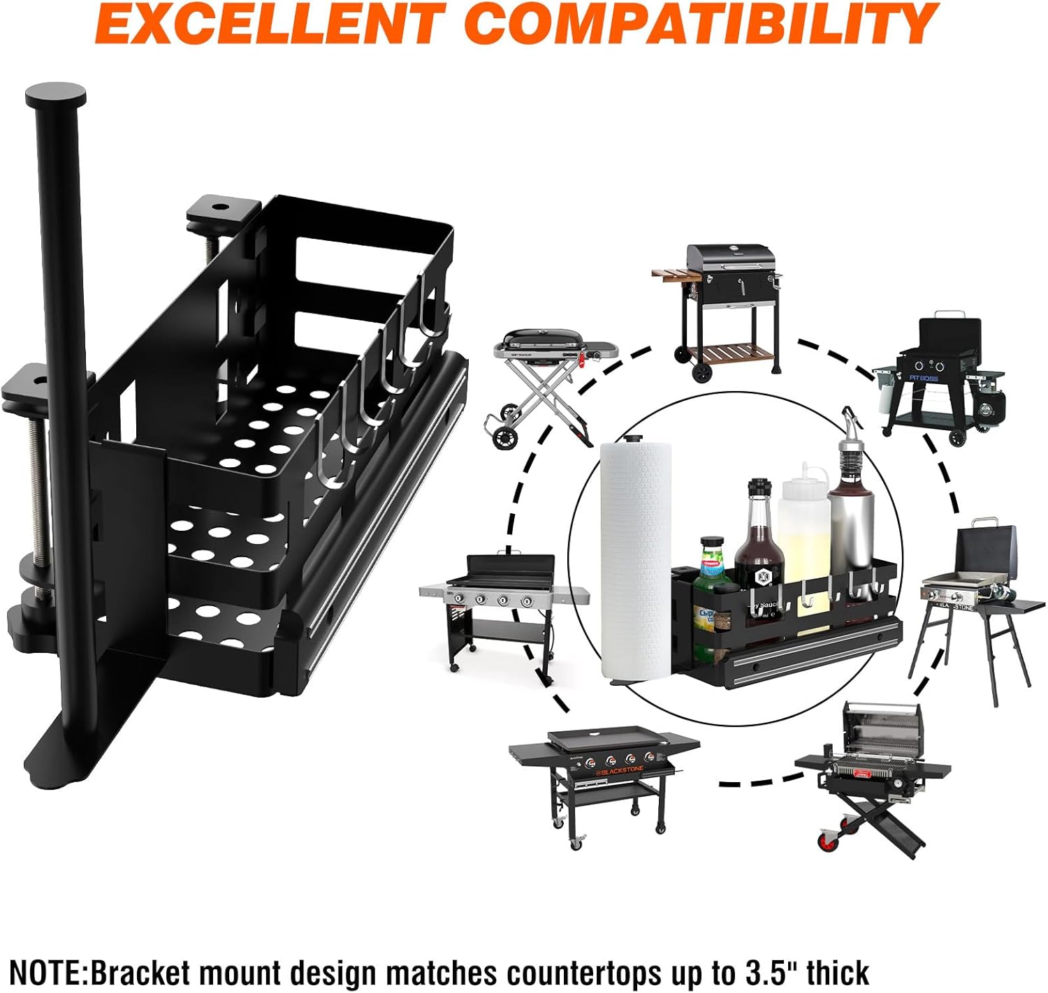 Blackstone Griddle Caddy with Magnetic Tool Holder & Paper Towel Holder - Space Saving Accessories for Blackstone Griddles - No Drilling Needed